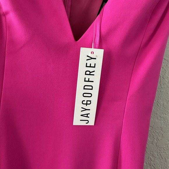 NWT Jay Godfrey Womens Deep V Midi Cocktail Party Dress Sz‎ 10 Fuschia - Picture 12 of 13